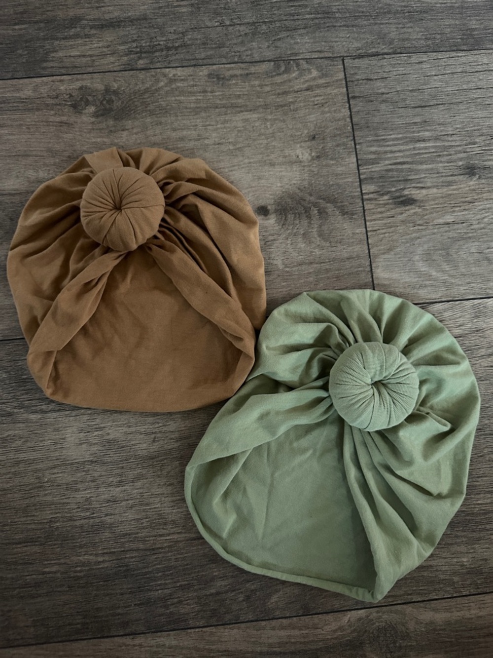 Baby Turban Knot Hat - Brown and Sage